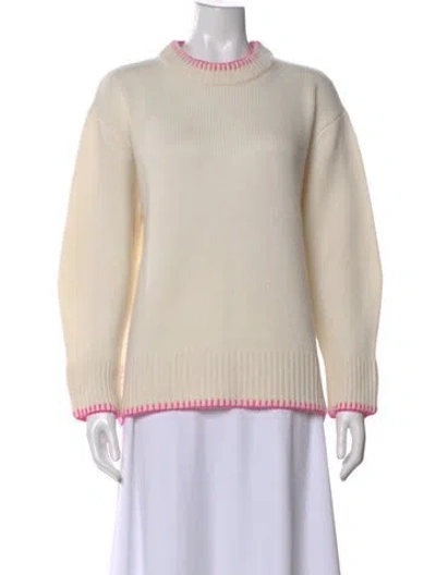 Pre-owned Lisa Yang Cashmere Crew Neck Sweater In White