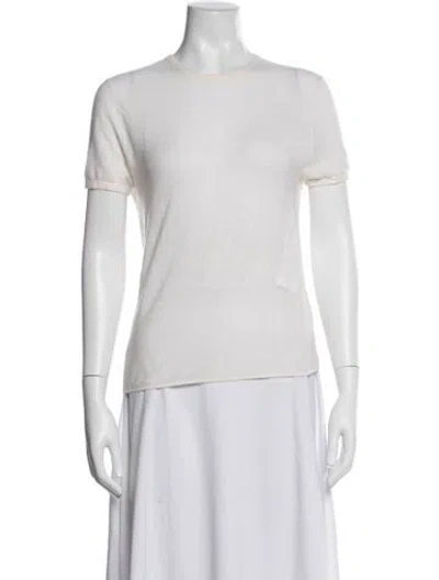 Pre-owned Lisa Yang Cashmere Crew Neck Sweater In White