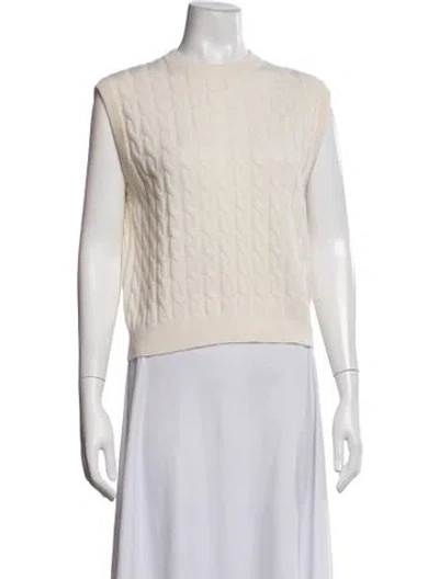 Pre-owned Lisa Yang Cashmere Crew Neck Sweater In White