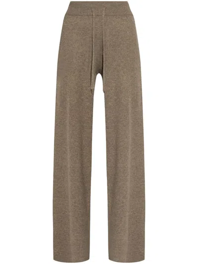 Lisa Yang Cashmere Elastic Waist Wide-leg Pants With Side Pockets In Brown