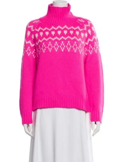 Pre-owned Lisa Yang Cashmere Graphic Print Sweater In Pink