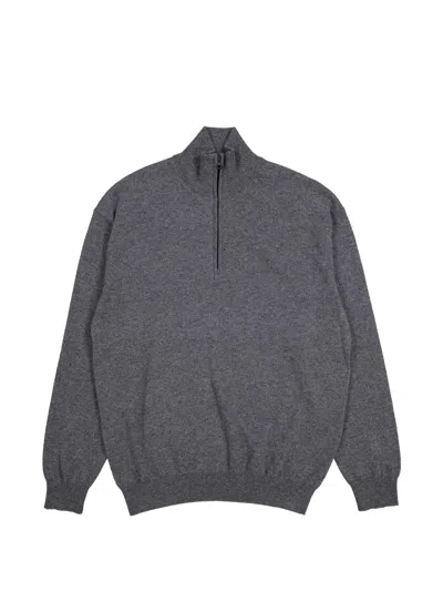 Lisa Yang Cashmere Half-zip Sweater With Stand-up Collar In Gray
