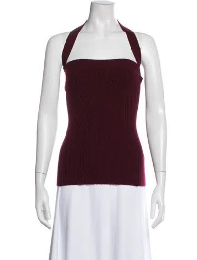 Pre-owned Lisa Yang Cashmere Halterneck Top In Burgundy