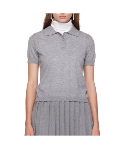Lisa Yang Cashmere Jersey Polo. In Gray