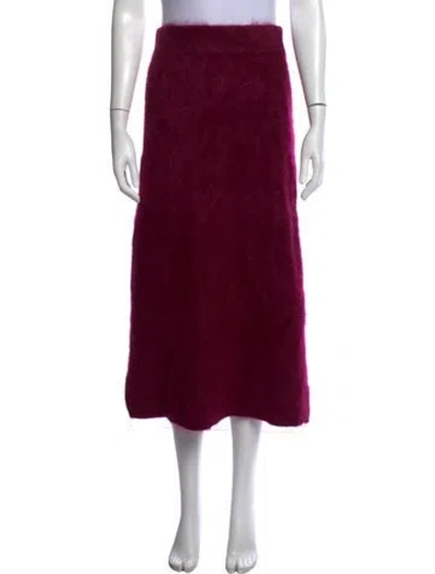 Pre-owned Lisa Yang Cashmere Long Skirt In Burgundy