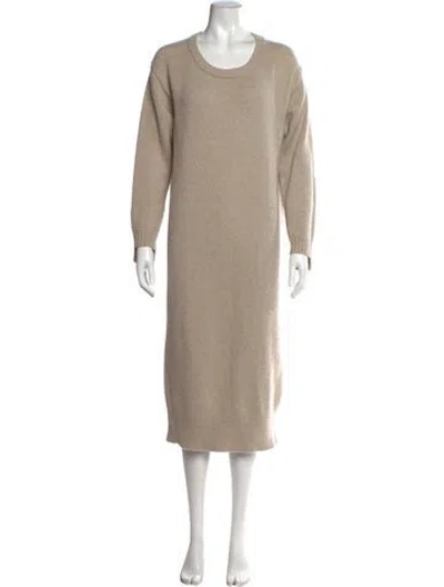 Pre-owned Lisa Yang Cashmere Midi Length Dress In Neutrals