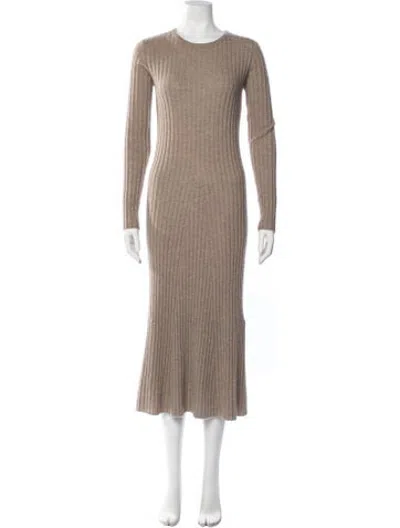 Pre-owned Lisa Yang Cashmere Midi Length Dress In Neutrals