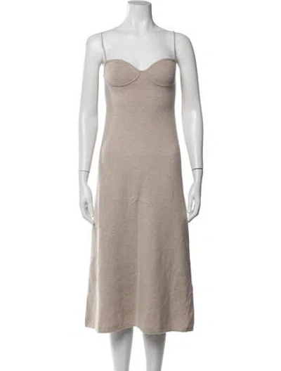 Pre-owned Lisa Yang Cashmere Midi Length Dress W/ Tags In Neutrals