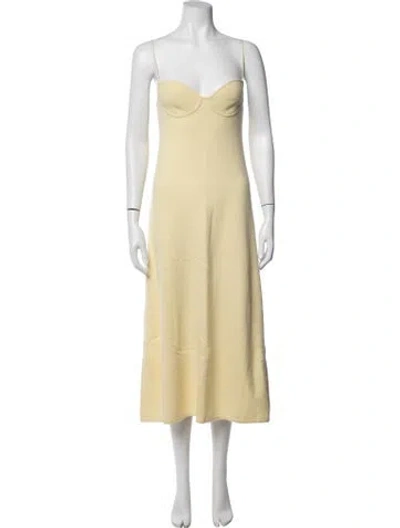Pre-owned Lisa Yang Cashmere Midi Length Dress W/ Tags In Yellow