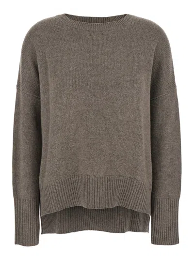 Lisa Yang Cashmere Mila Relaxed-fit U-neck Sweater With Ribbed Finishes In Brown