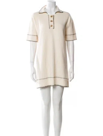 Pre-owned Lisa Yang Cashmere Mini Dress In White