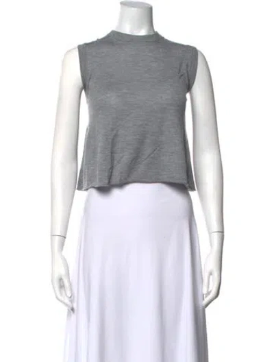 Pre-owned Lisa Yang Cashmere Mock Neck Crop Top In Brown