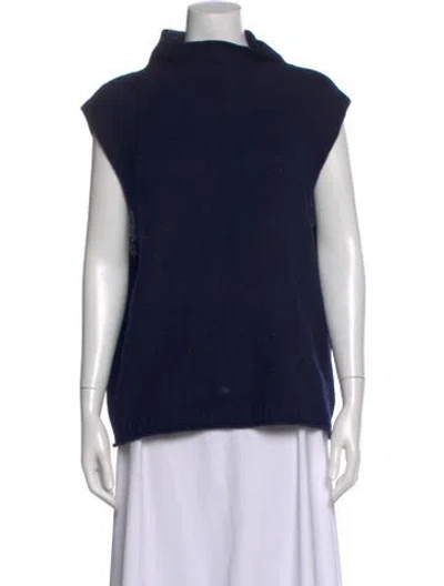 Pre-owned Lisa Yang Cashmere Mock Neck Sweater In Blue