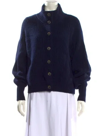 Pre-owned Lisa Yang Cashmere Mock Neck Sweater In Blue