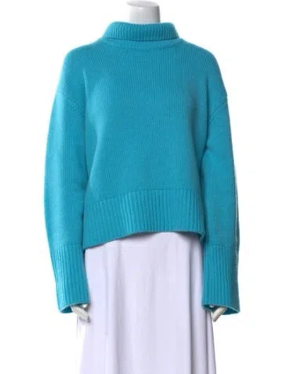 Pre-owned Lisa Yang Cashmere Mock Neck Sweater In Blue