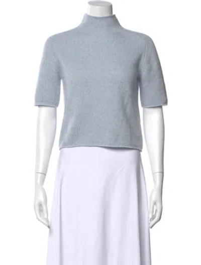 Pre-owned Lisa Yang Cashmere Mock Neck Sweater In Blue