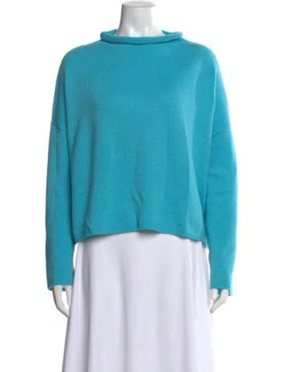 Pre-owned Lisa Yang Cashmere Mock Neck Sweater In Blue