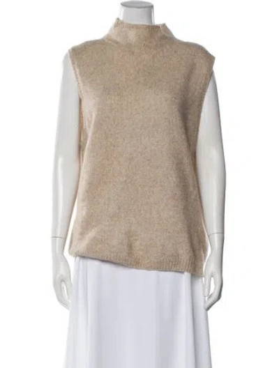 Pre-owned Lisa Yang Cashmere Mock Neck Sweater In Neutral
