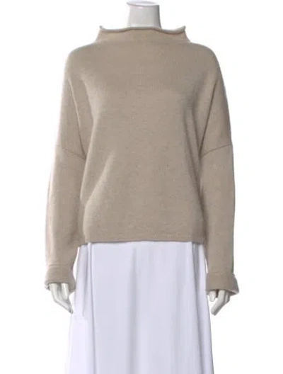 Pre-owned Lisa Yang Cashmere Mock Neck Sweater In Neutral