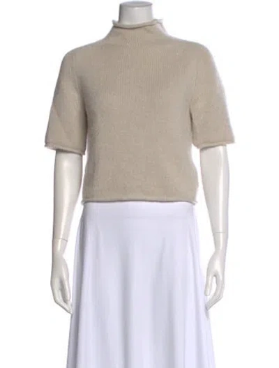 Pre-owned Lisa Yang Cashmere Mock Neck Sweater In Neutral