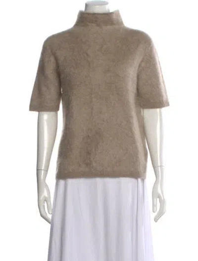 Pre-owned Lisa Yang Cashmere Mock Neck Sweater In Neutral