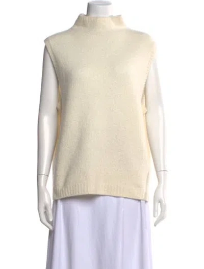 Pre-owned Lisa Yang Cashmere Mock Neck Sweater In Neutral