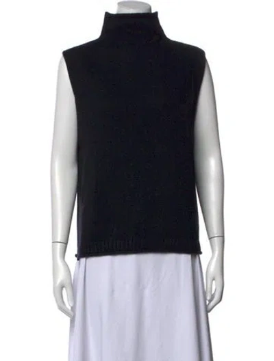 Pre-owned Lisa Yang Cashmere Mock Neck Top In Black