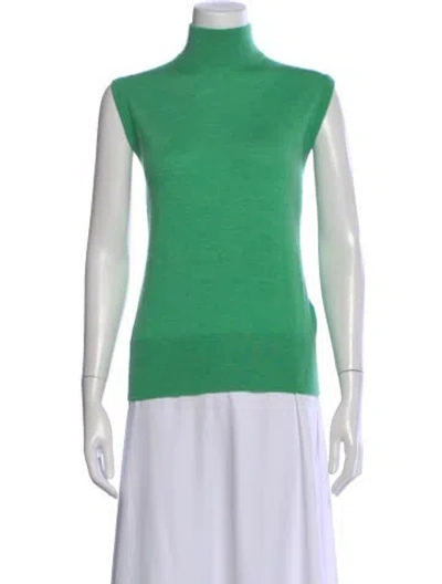 Pre-owned Lisa Yang Cashmere Mock Neck Top In Green