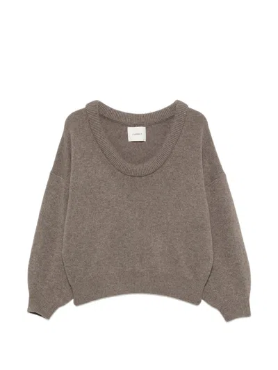 Lisa Yang Cashmere Off-shoulder Sweater With Long Sleeves And Ribbed Trim In Gray