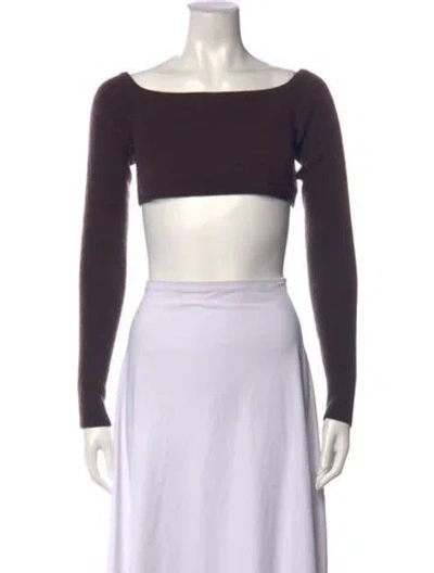 Pre-owned Lisa Yang Cashmere Off-the-shoulder Crop Top In Black