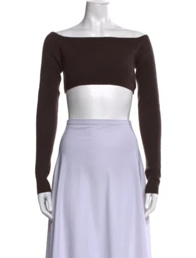Pre-owned Lisa Yang Cashmere Off-the-shoulder Sweater In Brown
