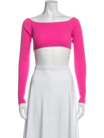 Pre-owned Lisa Yang Cashmere Off-the-shoulder Sweater In Pink