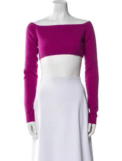 Pre-owned Lisa Yang Cashmere Off-the-shoulder Sweater In Purple