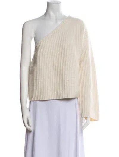 Pre-owned Lisa Yang Cashmere One-shoulder Sweater In White