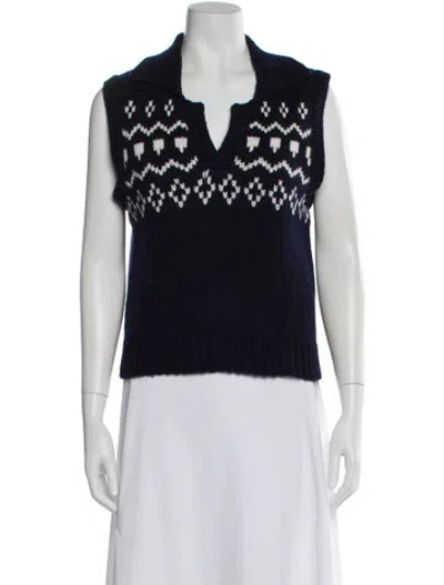 Pre-owned Lisa Yang Cashmere Printed Sweater In Blue