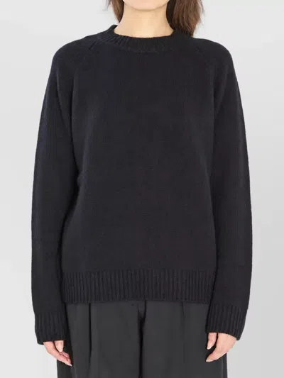 Lisa Yang Cashmere Relaxed-fit Ribbed Crew-neck Sweater In Black