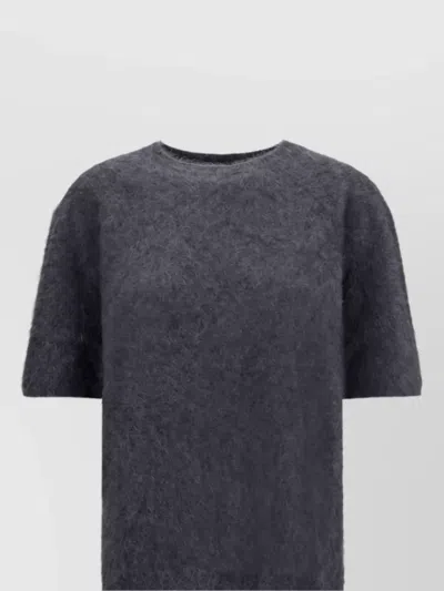 Lisa Yang Cashmere Relaxed-fit Short-sleeve Sweater In Gray