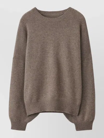 Lisa Yang Ribbed Cashmere Knit Sweater With Round Neck And Long Sleeves In Animal Print