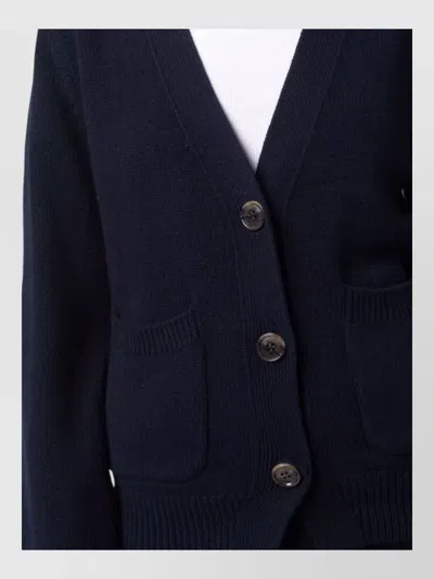 Lisa Yang Cashmere Ribbed V-neck Cardigan In Blue