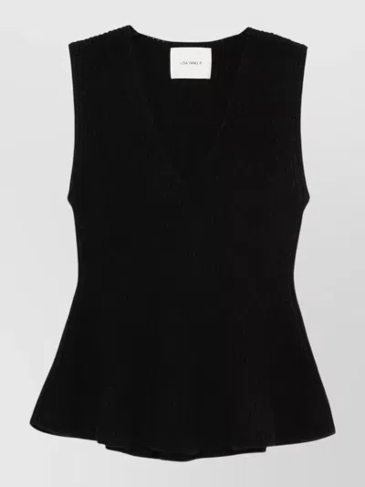 Lisa Yang V-neck Ribbed Cashmere Sweater In Black
