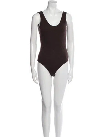 Pre-owned Lisa Yang Cashmere Scoop Neck Bodysuit In Brown