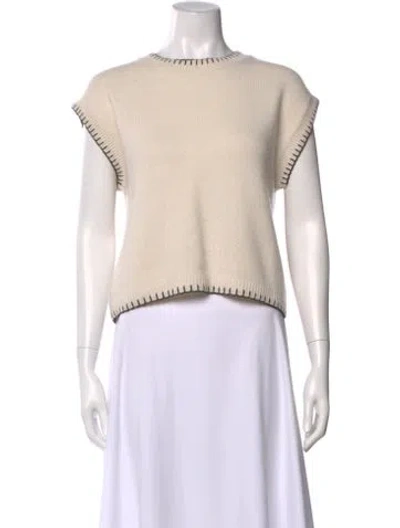 Pre-owned Lisa Yang Cashmere Scoop Neck Sweater In Neutral