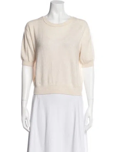 Pre-owned Lisa Yang Cashmere Scoop Neck Sweater In White
