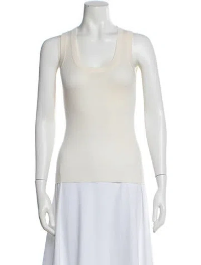 Pre-owned Lisa Yang Cashmere Scoop Neck Sweater In White