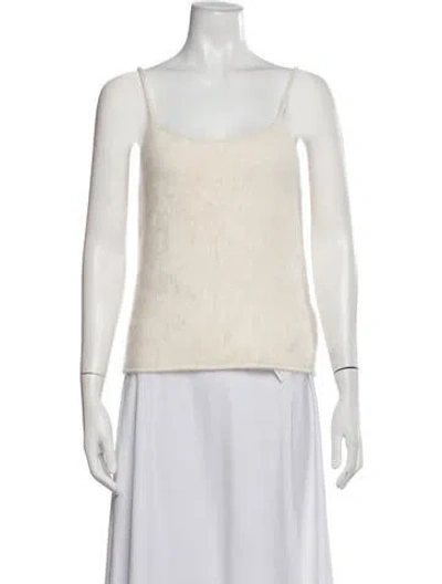 Pre-owned Lisa Yang Cashmere Scoop Neck Sweater In White