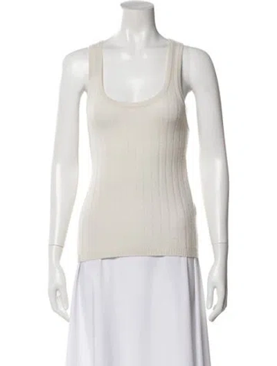 Pre-owned Lisa Yang Cashmere Scoop Neck Top In Neutral