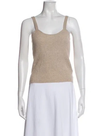 Pre-owned Lisa Yang Cashmere Scoop Neck Top In Neutrals