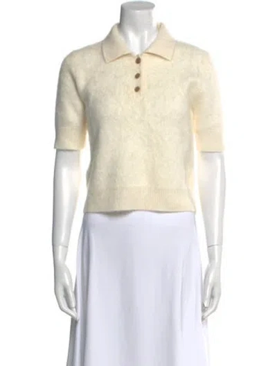 Pre-owned Lisa Yang Cashmere Short Sleeve Crop Top In Neutral