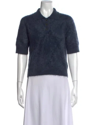 Pre-owned Lisa Yang Cashmere Short Sleeve Polo In Blue