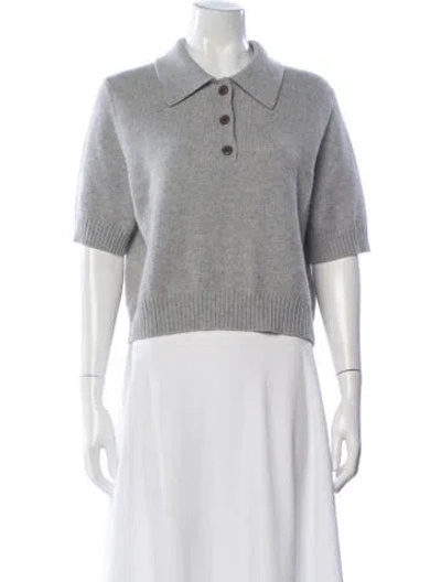Pre-owned Lisa Yang Cashmere Short Sleeve Polo In Gray